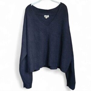Open edit oversize cropped v-neck sweater XL